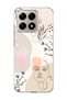 Mi 15t Compatible Line Face Leaf Printed Transparent Phone Case