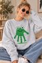 Handprint Cute Frog Printed Unisex Oversize Sweatshirt – Crew Neck Casual Sweatshirt