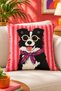 Cute Dog Patterned Cushion Cover 43X43 cm Double-Sided Printed Suede Pillowcase - 3