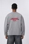 Men's Cake Printed Oversize Sweatshirt with Dirty Stitch Detail, Gray Melange