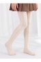 9-11 Years Old Girls' Hair Braided Patterned Cream Pantyhose