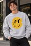 Yellow Smiley Face Smile Printed Unisex Oversize Sweatshirt – Crew Neck Casual Sweatshirt
