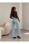 Tint-Embroidered Front-Detail Side-Seam Baggy Jeans / Denim Pants - 2