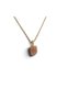 Natural Pink Chalcedony Stone Drum-Cut Gold Handle Detailed Steel Chain Necklace - 5