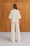Women's Sovia Thessaloniki Fabric Buttoned Comfortable Fit Wide-Leg Pants Top and Bottom Set - 7