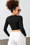 Women's Crew Neck Long Sleeve Camisole Ribbed Blouse - 3