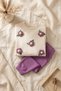 Daisy Bloom Floral Patterned Cream Sweatshirt and Purple Sweatpants Cotton Two-Piece Baby Set - 6