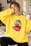 Cute Owl Printed Unisex Oversize Sweatshirt with Coffee Cup – Crew Neck Casual Sweatshirt