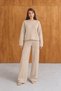 Women's Alora Selanik Fabric Top and Bottom Set with Grass Stitching Detail and Wide-Leg Pants