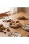 Ruwa 5-Piece Striped Glass Bowl Set with Acacia Wooden Tray - 4