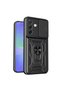 Case Compatible with Samsung Galaxy S26 Fe with Sliding Camera Protection, Ring and Magnetic Tank Cover, Black