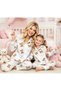 Mother & Daughter Matching Ecru Color Women's Pajamas & Girls' Pajama Set (Sold Separately) Shirt Collar Cute Pattern Soft Suede Fabric - 5