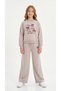 Today a Feel Calm and Happy Printed 3 Thread Fabric Girls' Top and Bottom Tracksuit Set