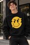 Yellow Smiley Face Smile Printed Unisex Oversize Sweatshirt – Crew Neck Casual Sweatshirt