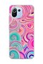 Mi 11 Lite Compatible Pink Turquoise Spiral Printed Transparent Phone Case