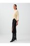 Black Zipper Detailed Cotton Blend Midi Skirt - 3