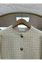 Nevinur Gold Buttoned Glittered Double Pocket Cardigan-Kr6008 Ecru - 3