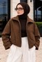 Gingham Bomber Jacket Tsd260357 Brown - 5