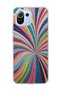 Mi 11 Lite Compatible Glittery Colorful Beam Printed Transparent Phone Case