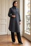 Long Plaid Lumberjack Shirt Tunic Navy Blue Hm2972 - 2