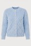 Women's Blue Stone Pearl Buttoned Feathered Cardigan - 5