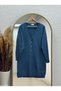 Lamira Buttoned Sleeve End and Six Ribbed Cold Rope Cardigan-Sy3176 Indigo - 2