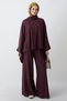 Scarf Detail Pancho Plum Set