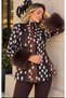 Mi̇ss Neşem Women's Premium Jacket with Fur Cuffs and Bambi Patterned Stand Collar - 2