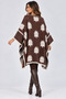 Women's Leaf Patterned Oversize Knitwear Poncho with Button Detail - 2