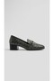 D26Ka-7060 Buckle Detail Genuine Leather 5cm Thick Heel Daily Stylish Shoes for Women