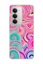 Redmi 15 Compatible Pink Turquoise Spiral Printed Transparent Phone Case