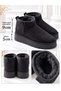 Kardelen Women's Black Luxury Suede Fur Inside Warm Lined 5 cm Thick Sole Short Boots Snow Boots - 6