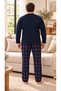 Interlock Fabric Collar Buttoned Long Sleeve Plus Size Men's Pajama Set 8589 - 5