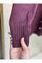 Lamira Buttoned Sleeve End and Six Ribbed Cold Rope Cardigan-Sy3176 Plum - 5