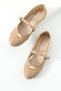Ba04618 Women's Mink Gold Sequin Top Casual Ballerina Shoes with Helmet Style Upper - 3