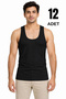 High Quality 100% Cotton Combed Ribbed Men's Undershirts Black 12-Pack
