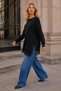 Women's Crew Neck Lace Detail Slit Knit Sweater 12497 - 3