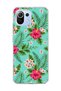 Mi 11 Lite Compatible Turquoise Tropical Flower Printed Transparent Phone Case