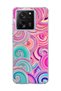 Mi 13t Compatible Pink Turquoise Spiral Printed Transparent Phone Case