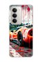 Redmi 15 Compatible Orange Race Car Printed Transparent Phone Case