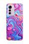 Mi 12 Lite Compatible Pink Blue Fluid Printed Transparent Phone Case
