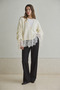 Women's Cream Lace Detailed Wool Blend V-Neck Buttoned Knitwear Cardigan - 2