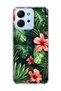 Redmi 15C Compatible Red Flower Tropical Leaf Printed Transparent Phone Case