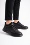 Black Genuine Leather Rubber Laced Rubber Sole Men's Casual Shoes 729