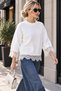 Women's Crew Neck Lace Detailed Knitwear Sweater 12566