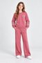 Pink Girls' Wide Leg Tracksuit Set with Floral Embroidery on Sleeves, 3 Yarns, Embroidered, Wide Leg, 25004 - 2
