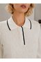 Women's Polo Collar Openwork Patterned Thin Knitwear Sweater 12532 - 3