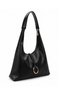 Black Pu Leather Casual Shoulder Bag with Zipper and Lining, Wide Model