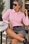 Women's Polo Collar Buttoned Self-Textured Knitwear Sweater 12563