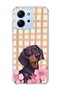Redmi 15C Compatible Sausage Dog Pink Plaid Printed Transparent Phone Case
